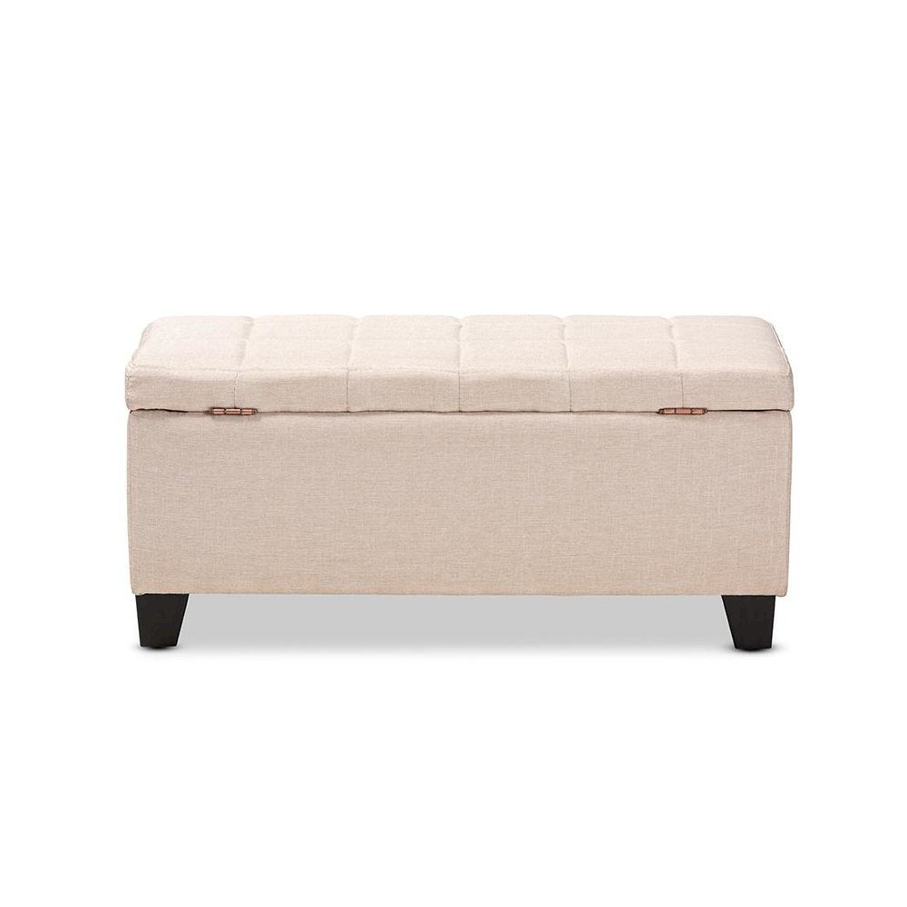 Fera Modern and Contemporary Beige Fabric Upholstered Storage Ottoman
