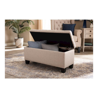 Fera Modern and Contemporary Beige Fabric Upholstered Storage Ottoman