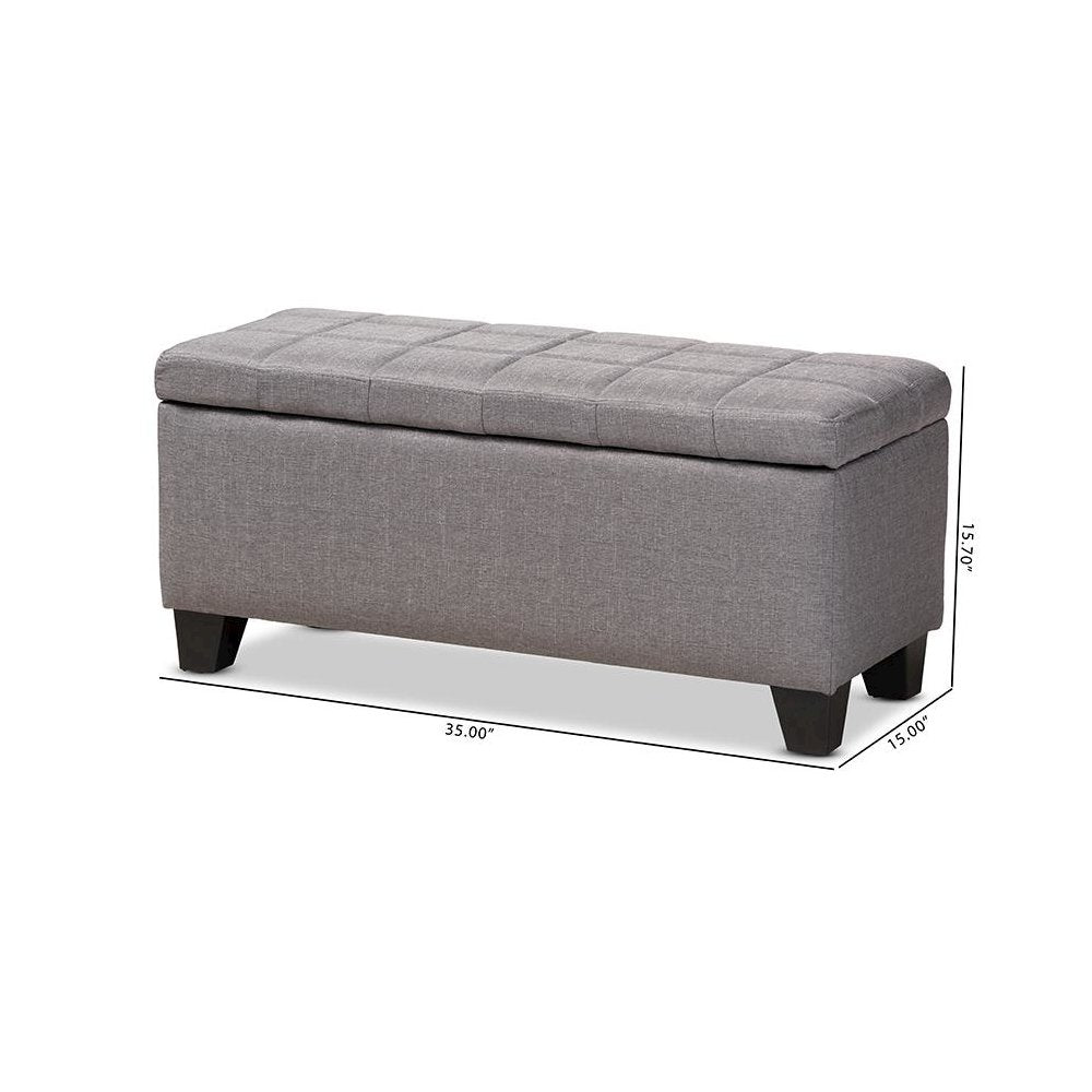Fera Modern and Contemporary Gray Fabric Upholstered Storage Ottoman