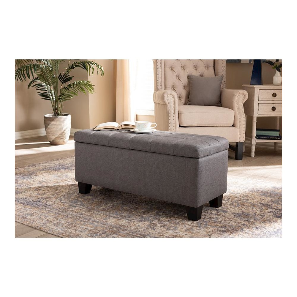 Fera Modern and Contemporary Gray Fabric Upholstered Storage Ottoman