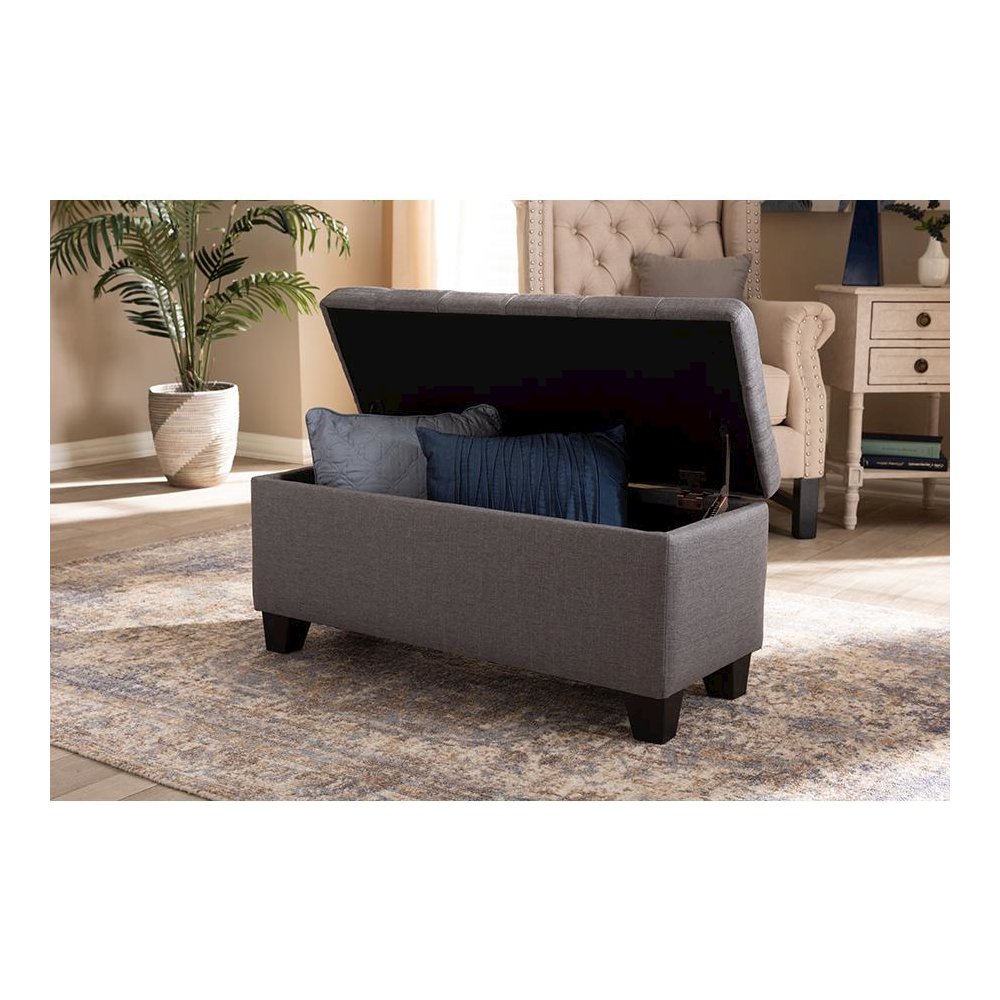 Fera Modern and Contemporary Gray Fabric Upholstered Storage Ottoman
