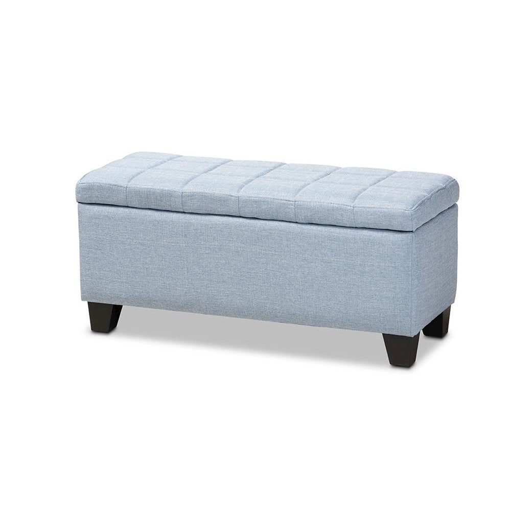 Fera Modern and Contemporary Light Blue Fabric Upholstered Storage Ottoman
