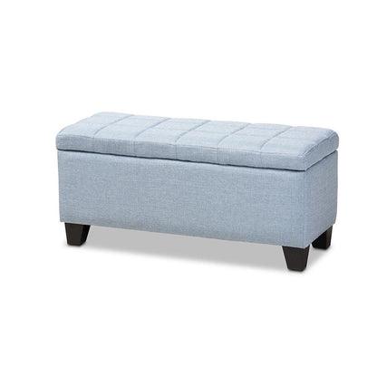 Fera Modern and Contemporary Light Blue Fabric Upholstered Storage Ottoman