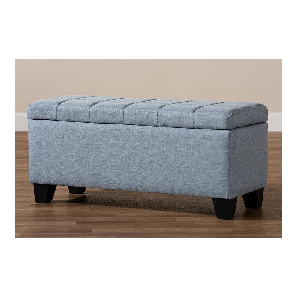 Fera Modern and Contemporary Light Blue Fabric Upholstered Storage Ottoman