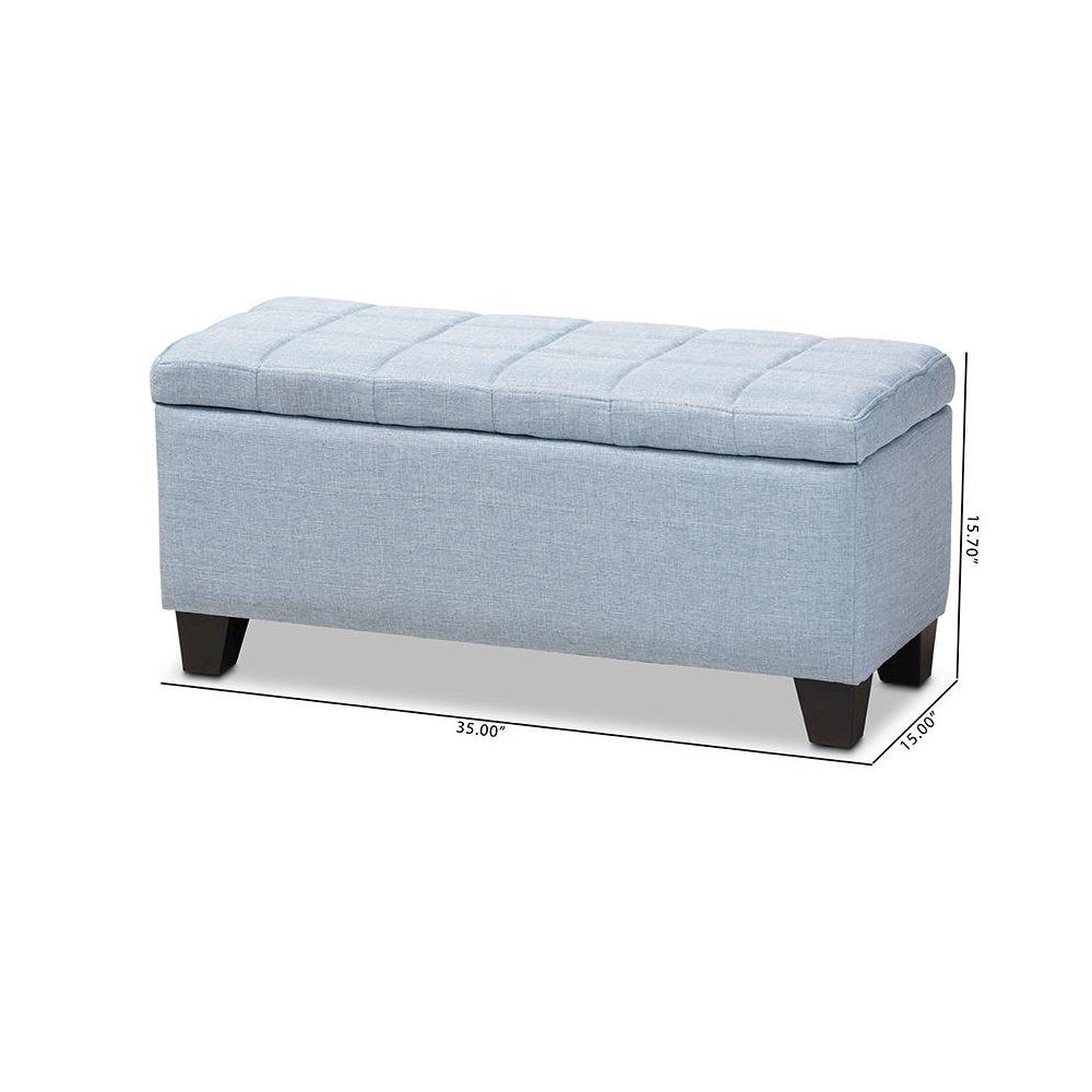 Fera Modern and Contemporary Light Blue Fabric Upholstered Storage Ottoman