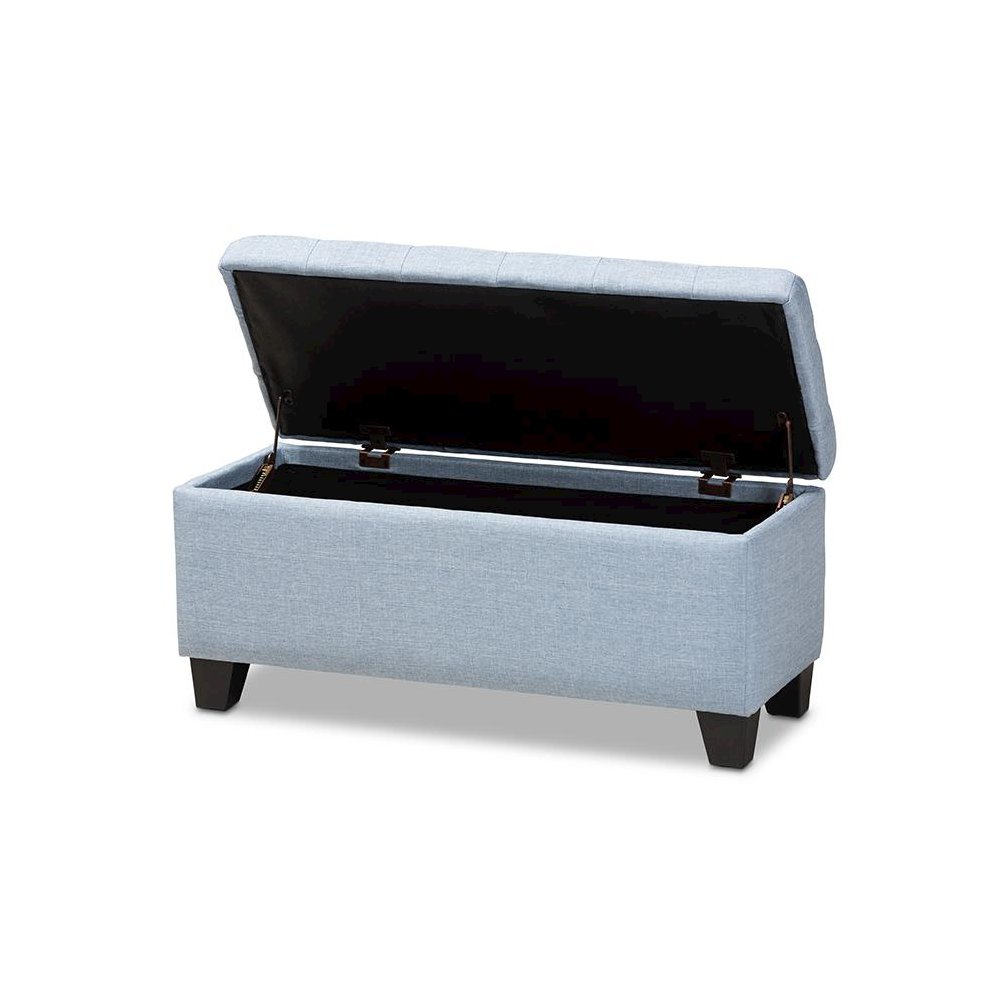 Fera Modern and Contemporary Light Blue Fabric Upholstered Storage Ottoman