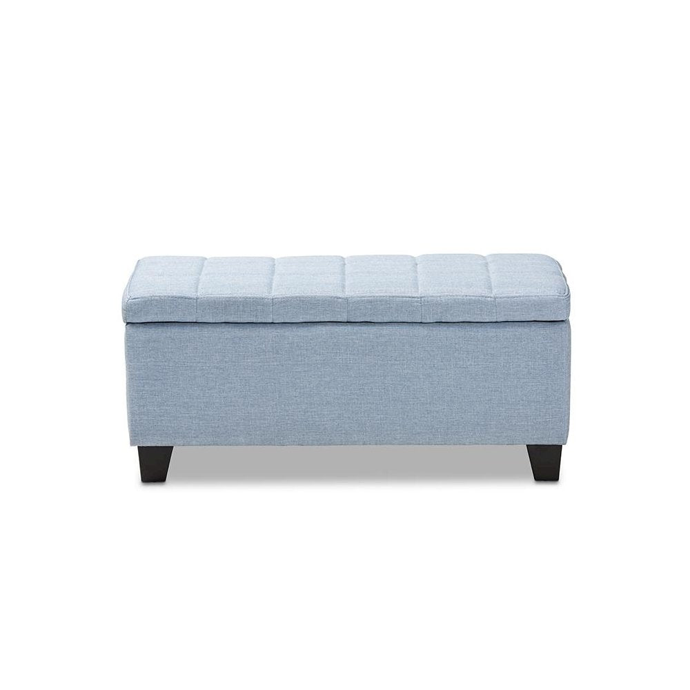 Fera Modern and Contemporary Light Blue Fabric Upholstered Storage Ottoman