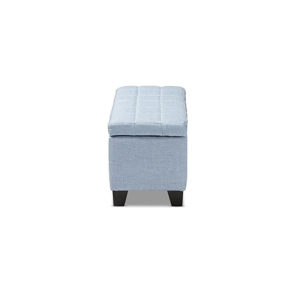 Fera Modern and Contemporary Light Blue Fabric Upholstered Storage Ottoman