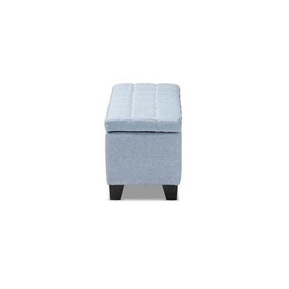 Fera Modern and Contemporary Light Blue Fabric Upholstered Storage Ottoman