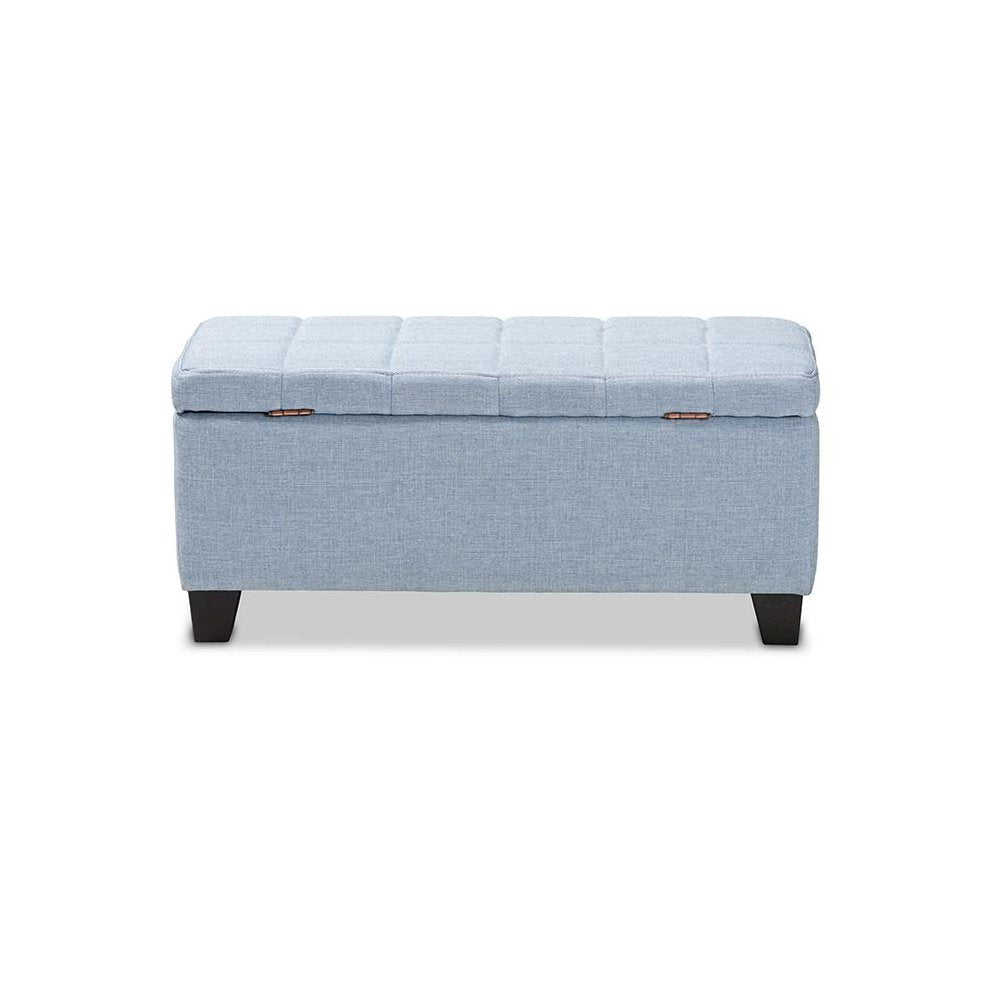Fera Modern and Contemporary Light Blue Fabric Upholstered Storage Ottoman