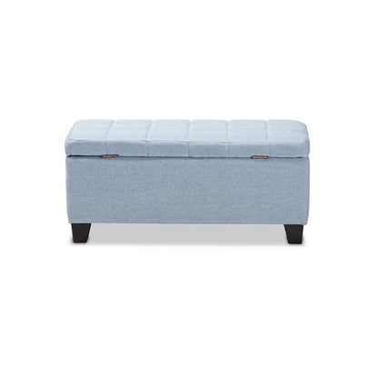 Fera Modern and Contemporary Light Blue Fabric Upholstered Storage Ottoman