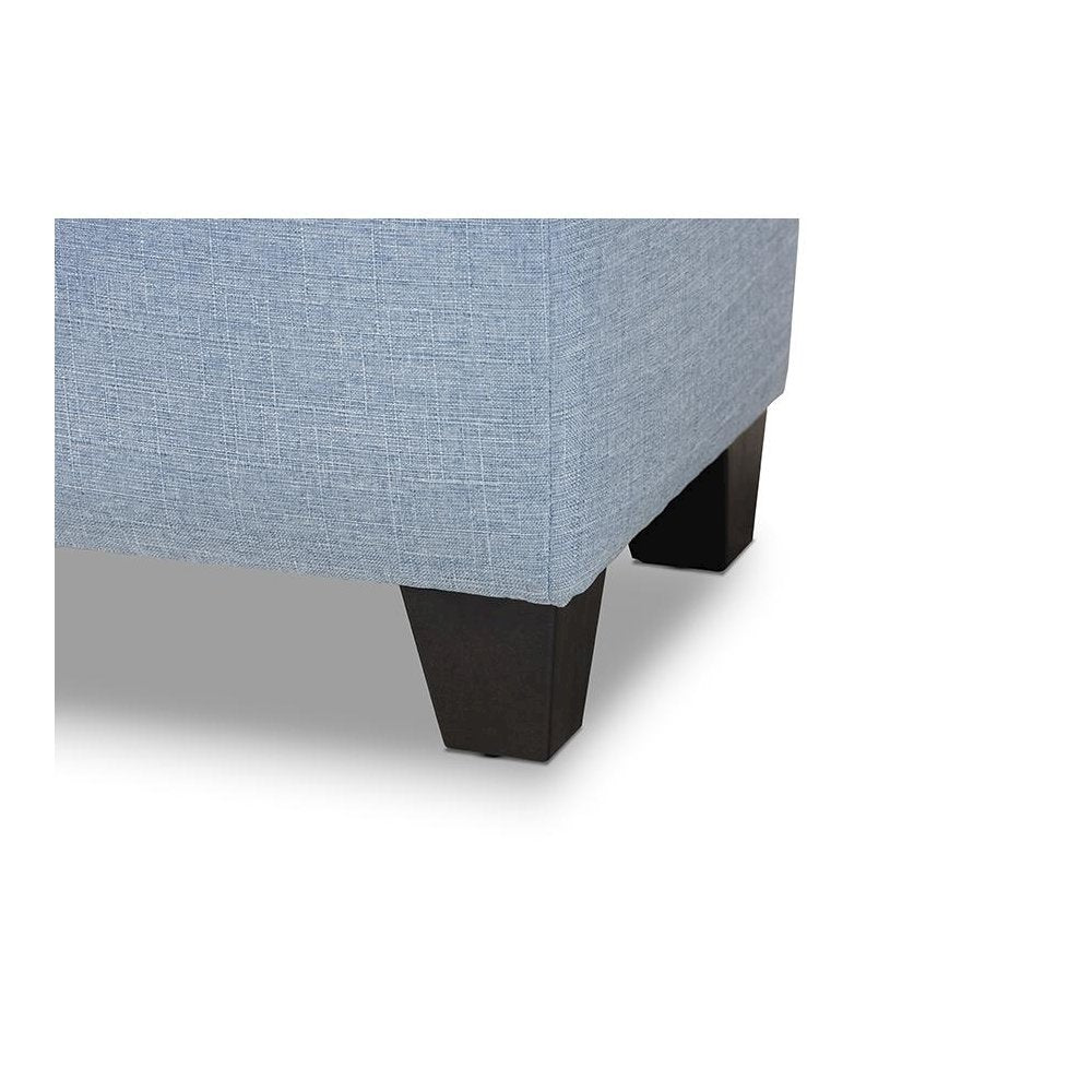 Fera Modern and Contemporary Light Blue Fabric Upholstered Storage Ottoman