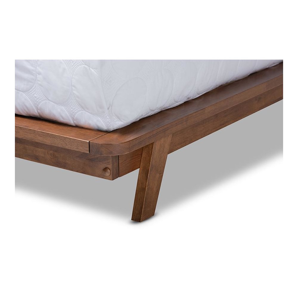Sante Mid-Century Modern Grey Fabric Upholstered Wood Full Size Platform Bed