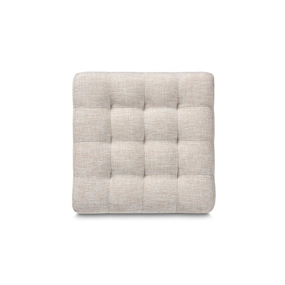 Beige Fabric Upholstered Tufted Cube Ottoman Set of 2