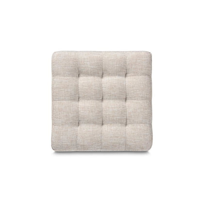 Beige Fabric Upholstered Tufted Cube Ottoman Set of 2