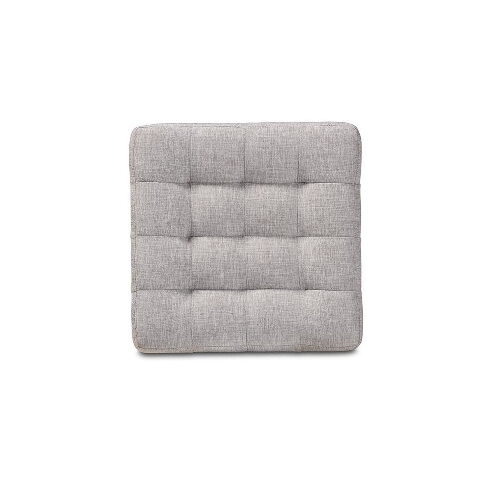 Greyish Beige Fabric Upholstered Tufted Cube Ottoman Set of 2