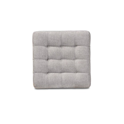 Greyish Beige Fabric Upholstered Tufted Cube Ottoman Set of 2