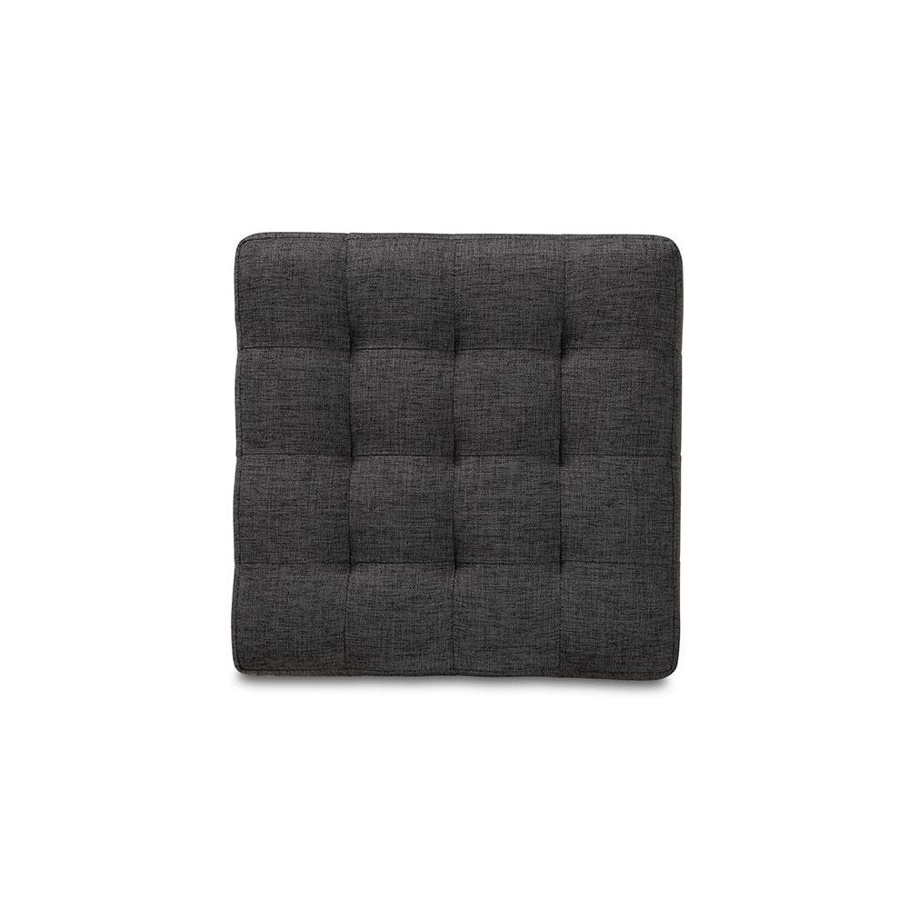 Dark Grey Fabric Upholstered Tufted Cube Ottoman Set of 2