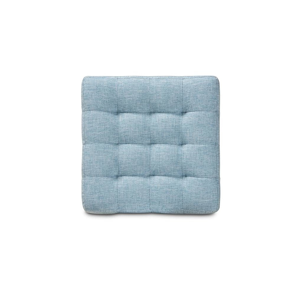 Light Blue Fabric Upholstered Tufted Cube Ottoman Set of 2