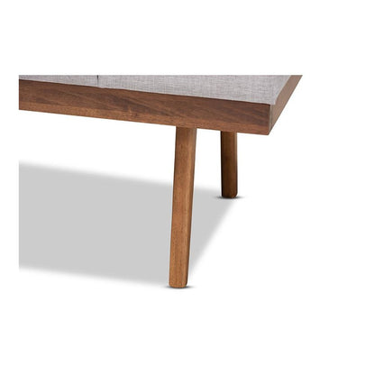 Larisa Mid-Century Modern Grayish Beige Fabric Upholstered Wood Bench