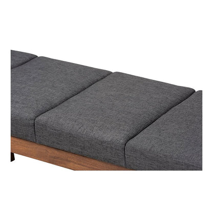 Baxton Studio Larisa Mid-Century Modern Charcoal Fabric Upholstered Wood Bench