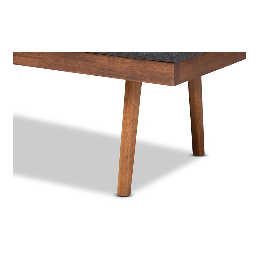 Baxton Studio Larisa Mid-Century Modern Charcoal Fabric Upholstered Wood Bench