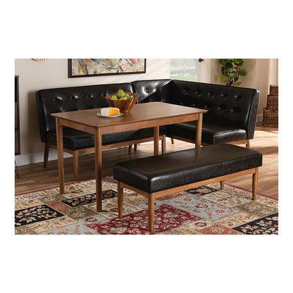 Leather Upholstered 4-Piece Wood Dining Nook Set