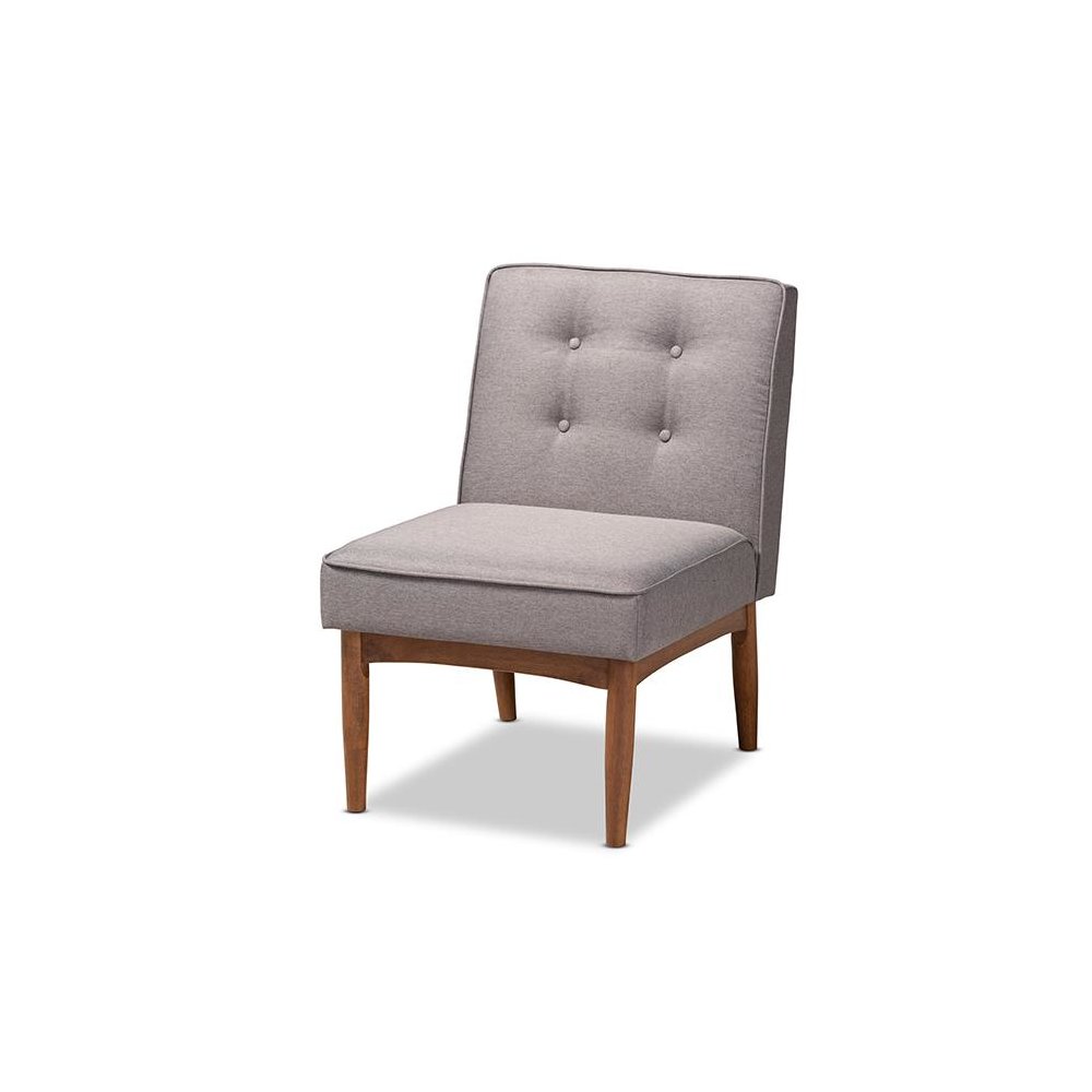 Baxton Studio Arvid Mid-Century Modern Gray Fabric Upholstered Wood Dining Chair