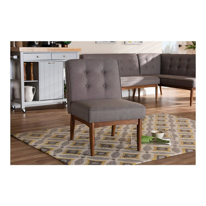 Baxton Studio Arvid Mid-Century Modern Gray Fabric Upholstered Wood Dining Chair