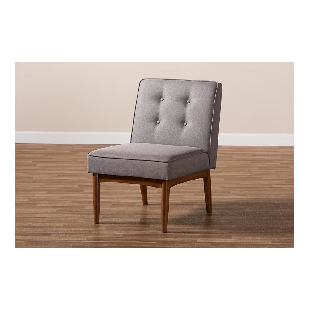 Baxton Studio Arvid Mid-Century Modern Gray Fabric Upholstered Wood Dining Chair