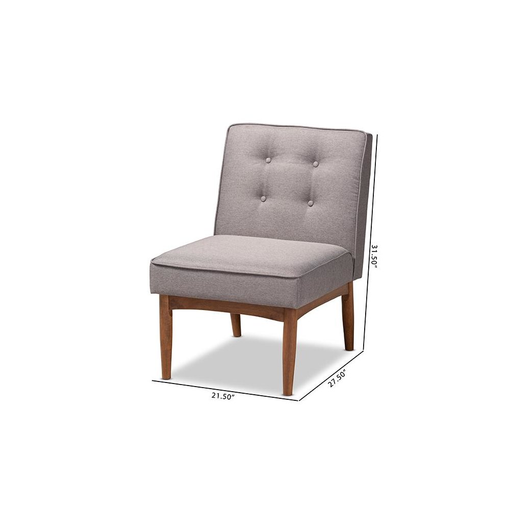 Baxton Studio Arvid Mid-Century Modern Gray Fabric Upholstered Wood Dining Chair