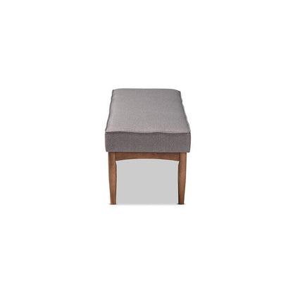 Baxton Studio Arvid Mid-Century Modern Gray Fabric Upholstered Wood Dining Bench