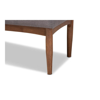 Baxton Studio Arvid Mid-Century Modern Gray Fabric Upholstered Wood Dining Bench