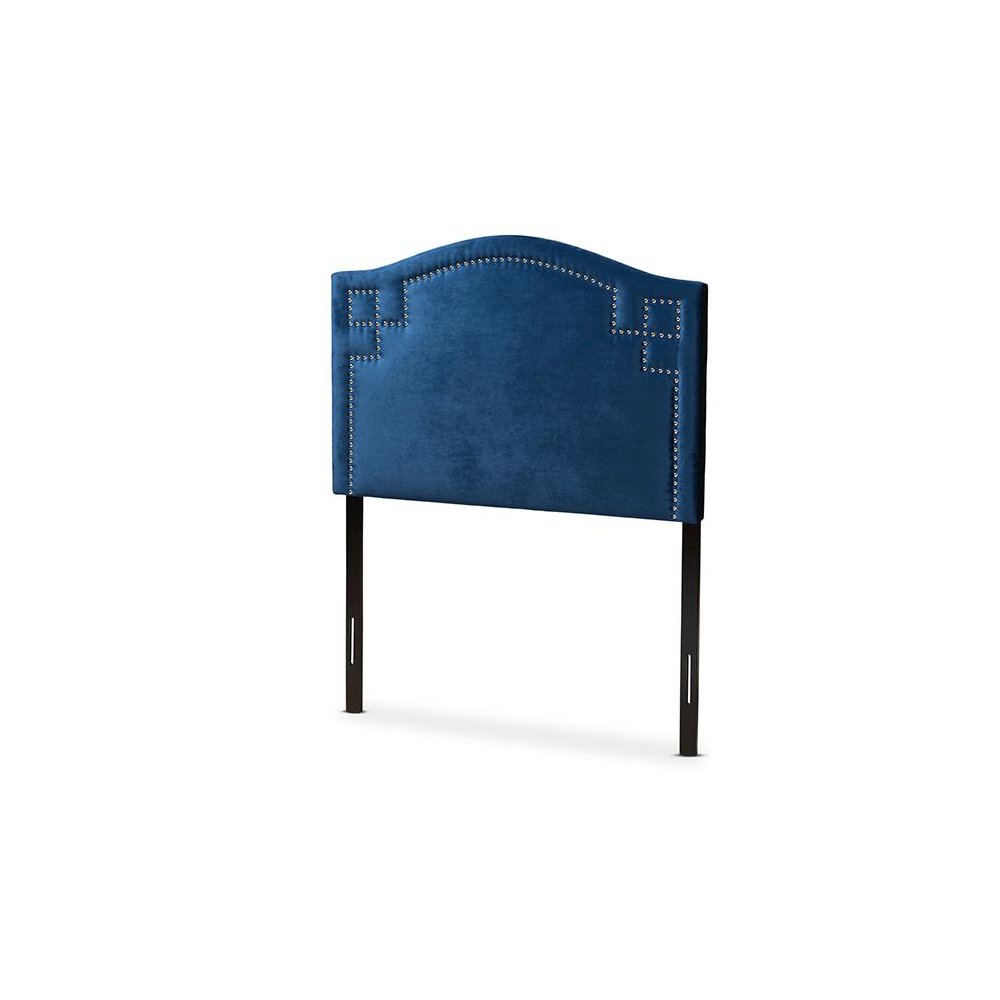 Royal Blue Velvet Fabric Upholstered Twin Size Headboard