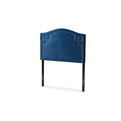 Royal Blue Velvet Fabric Upholstered Twin Size Headboard