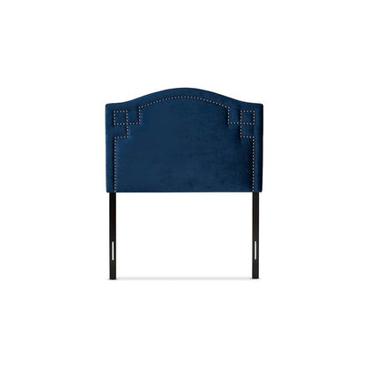 Royal Blue Velvet Fabric Upholstered Twin Size Headboard