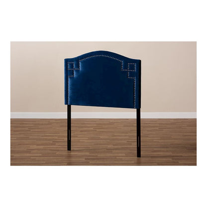 Royal Blue Velvet Fabric Upholstered Twin Size Headboard