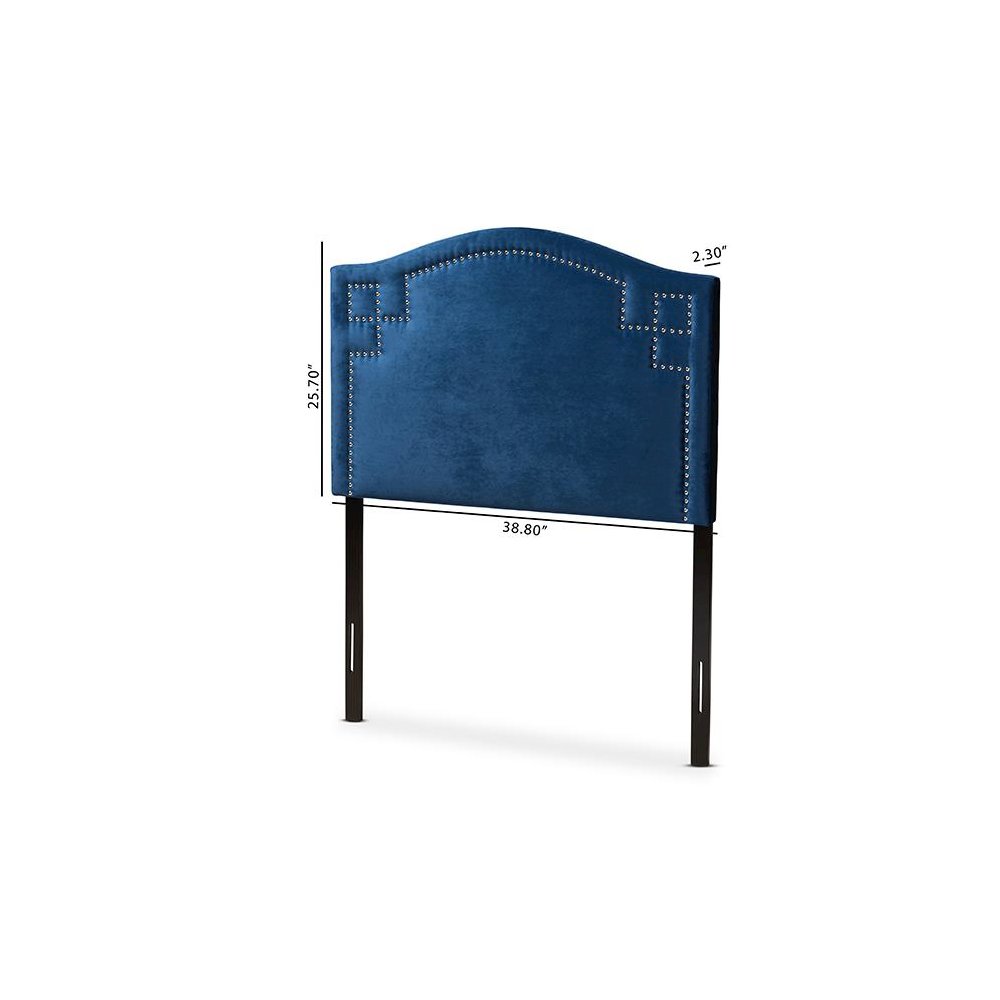 Royal Blue Velvet Fabric Upholstered Twin Size Headboard