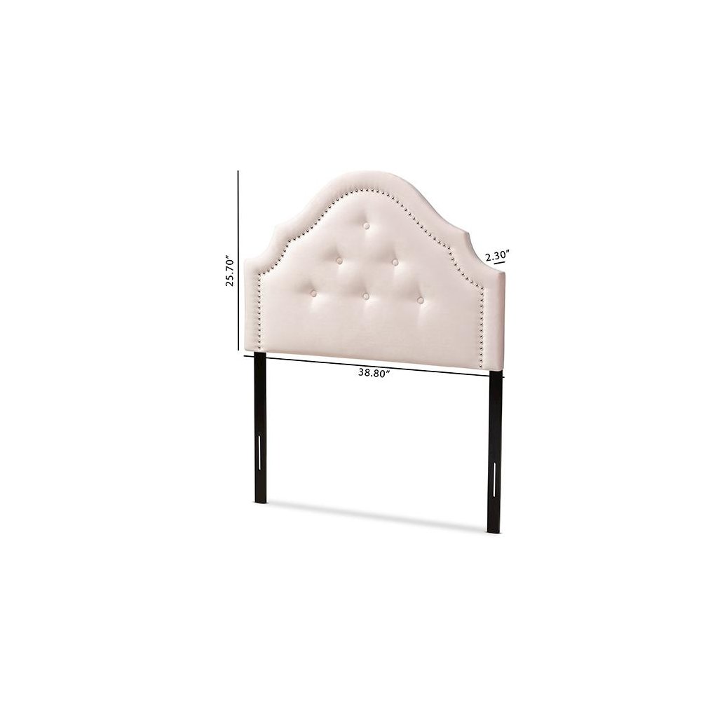Light Pink Velvet Fabric Upholstered Twin Size Headboard