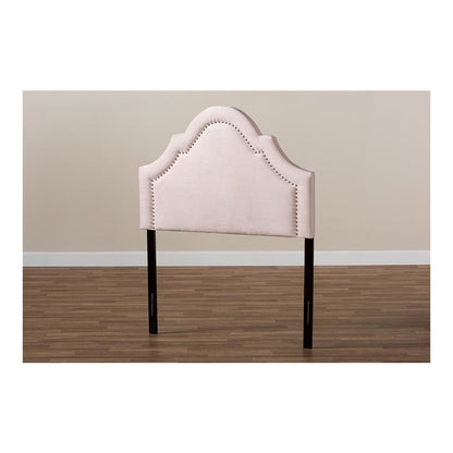 Light Pink Velvet Fabric Upholstered Twin Size Headboard
