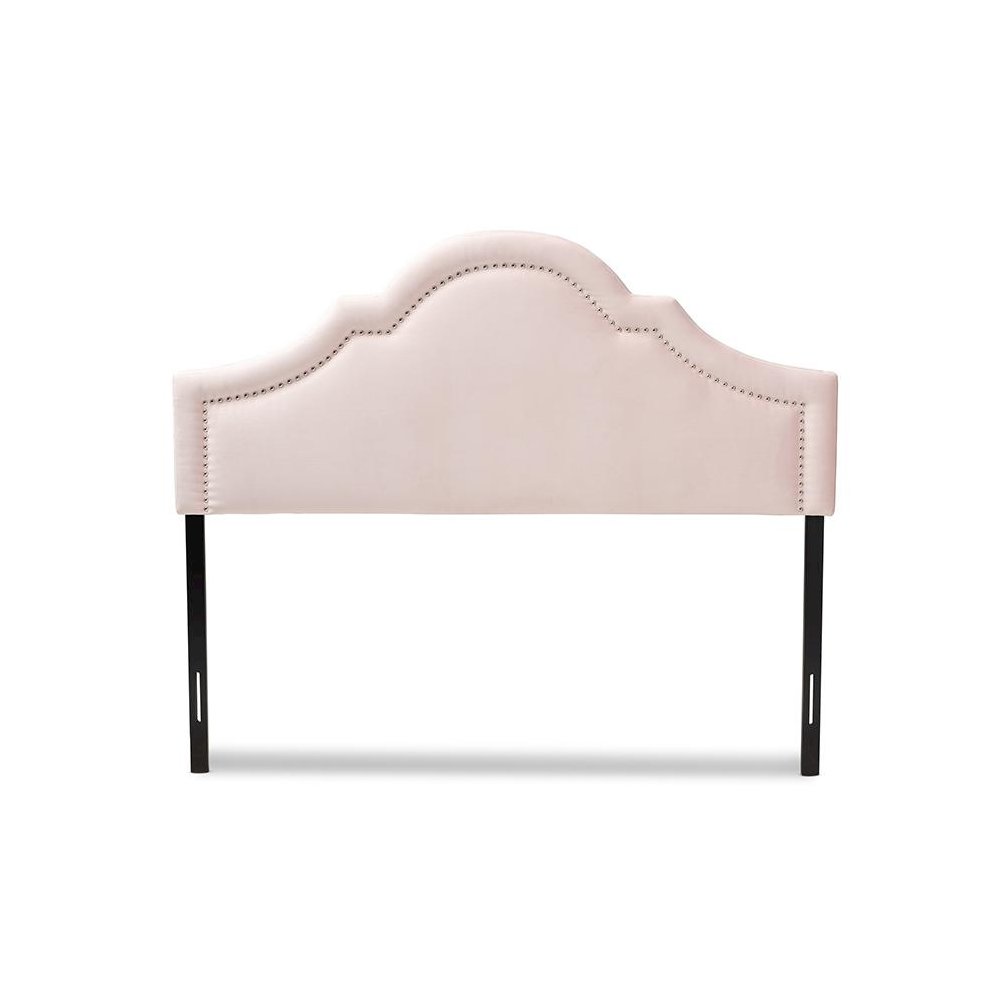 Light Pink Velvet Fabric Upholstered Full Size Headboard
