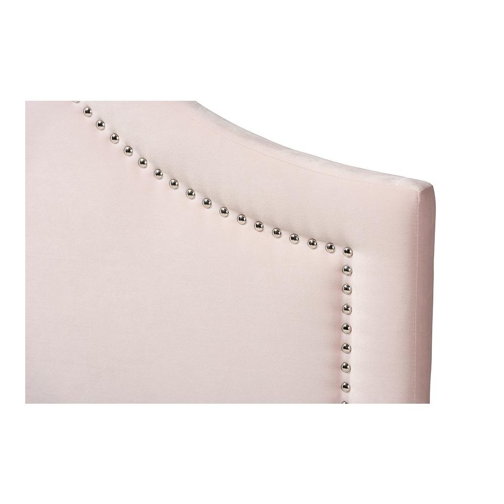 Light Pink Velvet Fabric Upholstered Full Size Headboard
