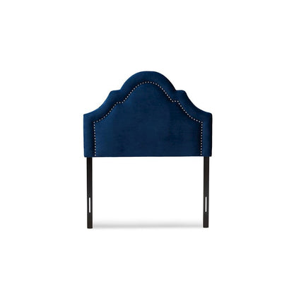 Navy Blue Velvet Fabric Upholstered Twin Size Headboard