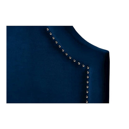 Navy Blue Velvet Fabric Upholstered Twin Size Headboard