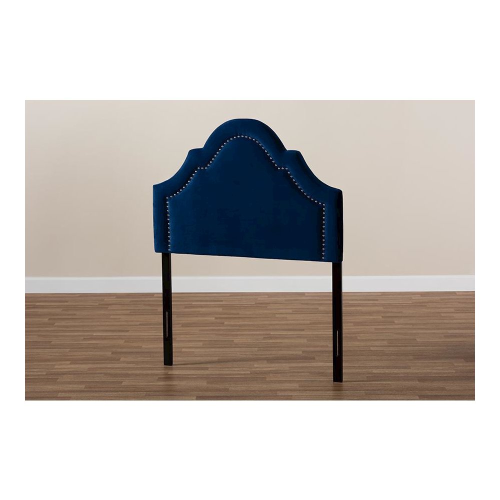 Navy Blue Velvet Fabric Upholstered Twin Size Headboard