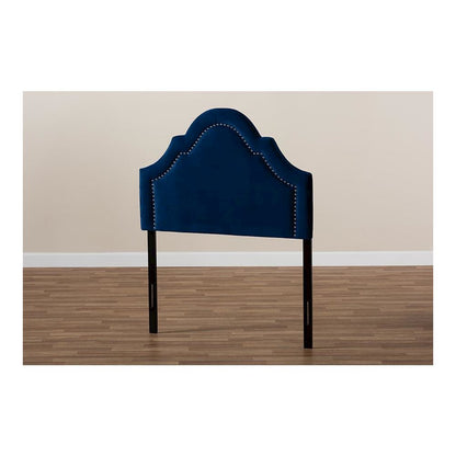 Navy Blue Velvet Fabric Upholstered Twin Size Headboard