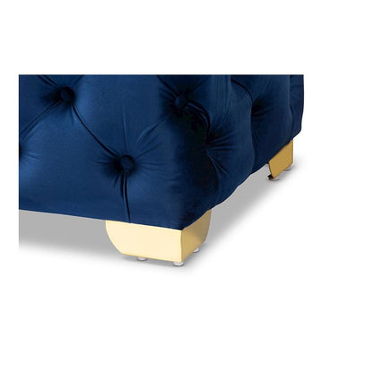 Gold Finished Button Tufted Bench Ottoman