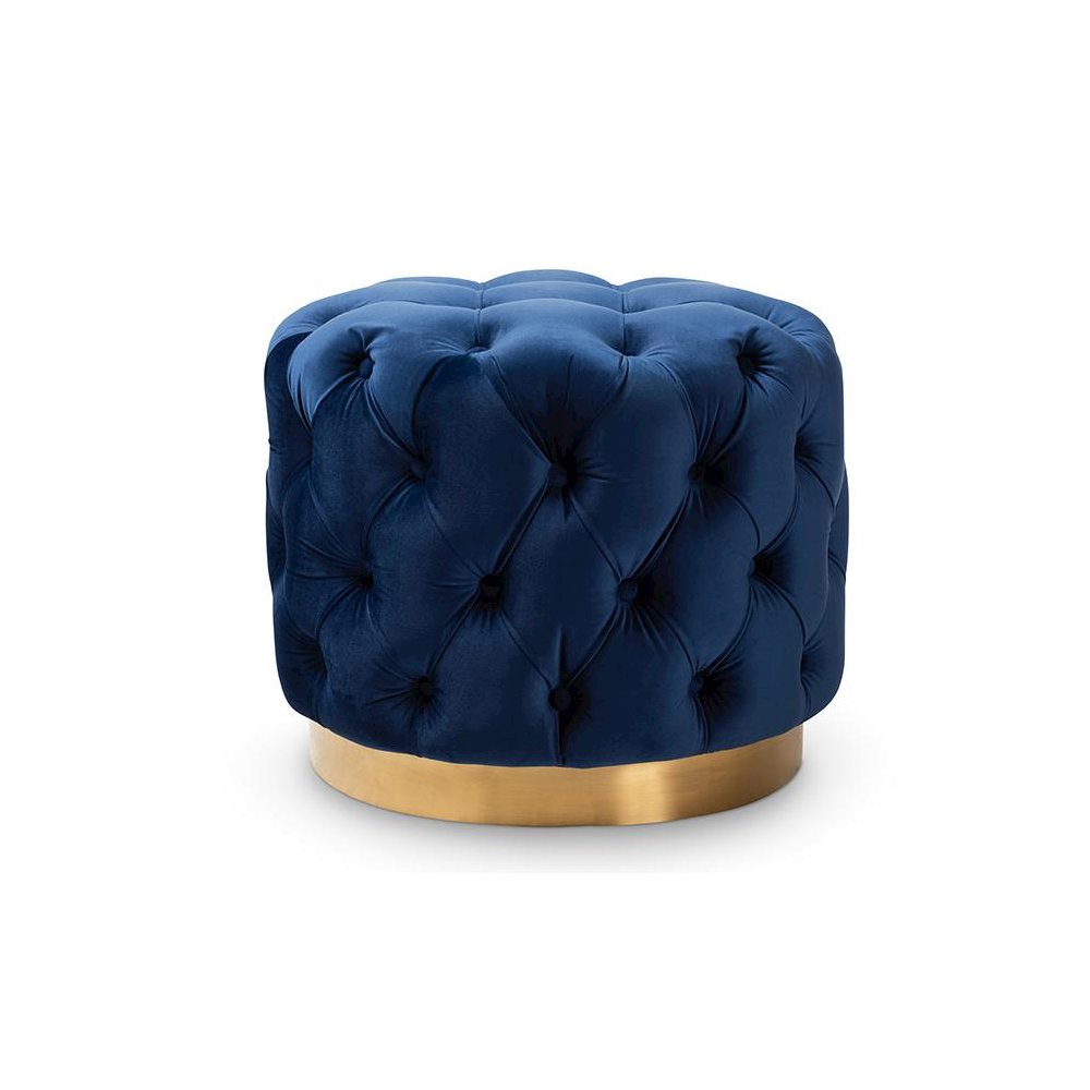 Gold-Finished Button Tufted Ottoman