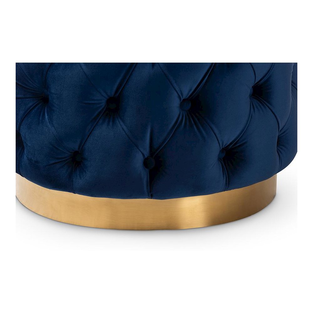 Gold-Finished Button Tufted Ottoman