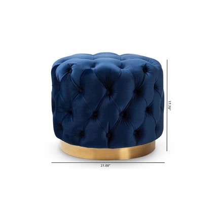 Gold-Finished Button Tufted Ottoman